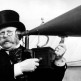 Man uses an ear trumpet