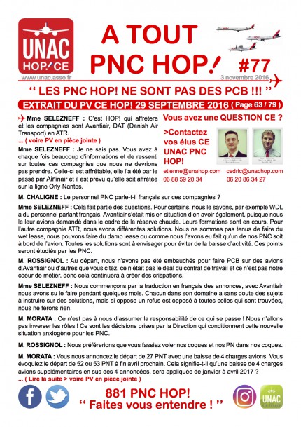 EXTRAIT CE UNAC HOP! PNC #77