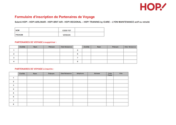 Formulaire d'inscription partenaires de voyage