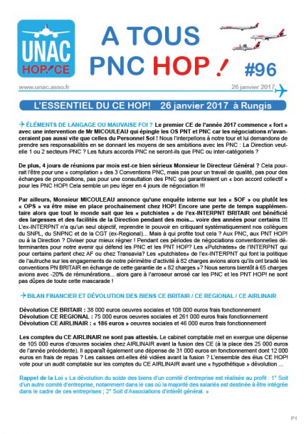 L'ESSENTIEL CE UNAC HOP! PNC #96 PAGE 1