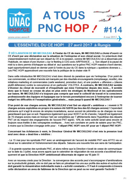 L'ESSENTIEL CE UNAC HOP! PNC #114 PAGE 1