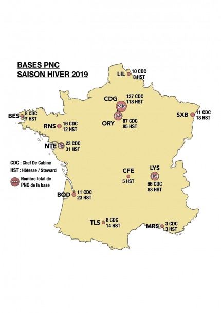 Carte de France des bases PNC & bases avion